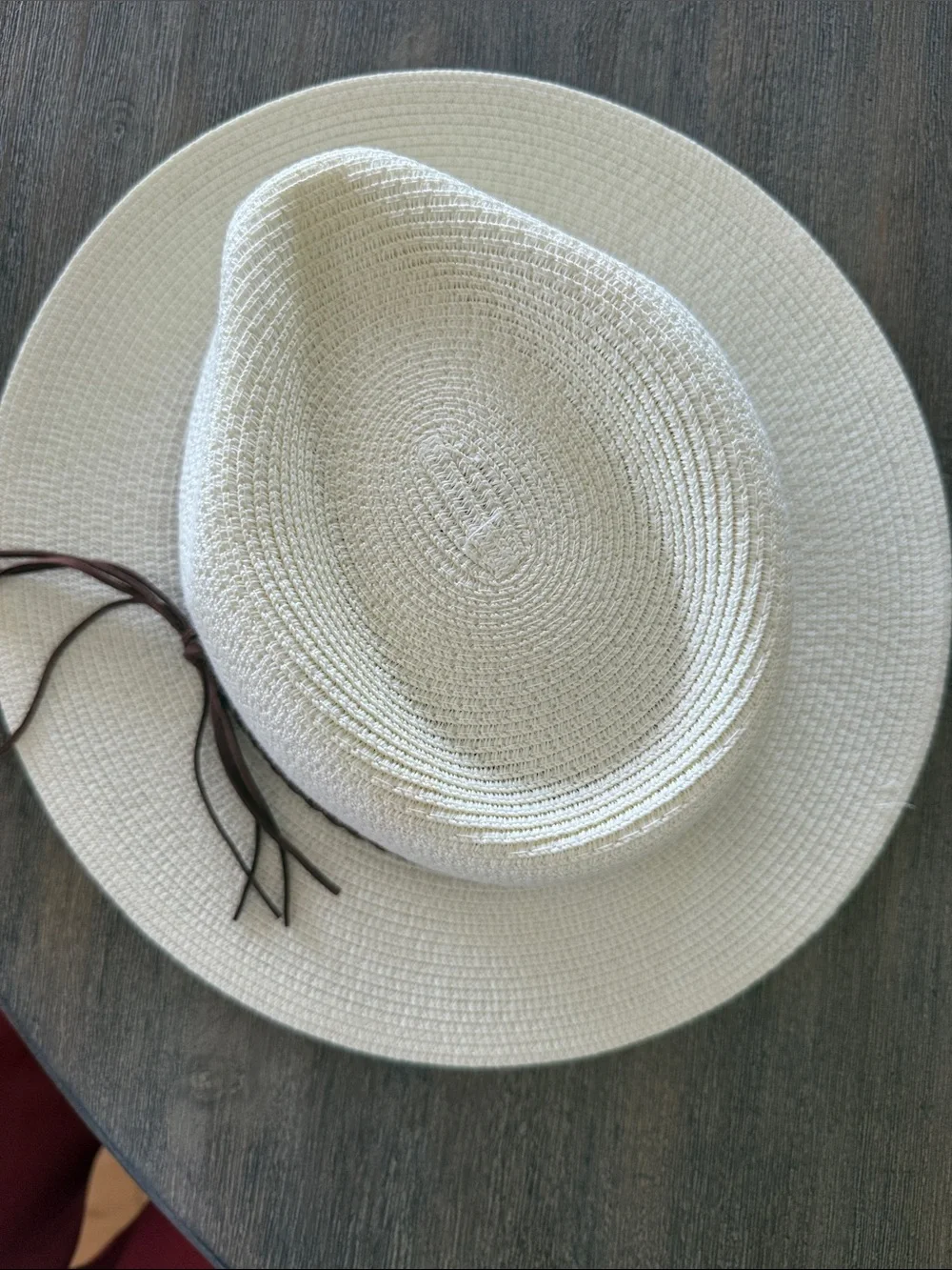 Furtalk Cream Straw Fedora with Brown Braided Band